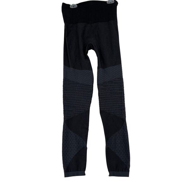 Spanx Ankle Leggings Women's Size M Black High Rise Stretch Textured Leg Panels - Picture 5 of 9